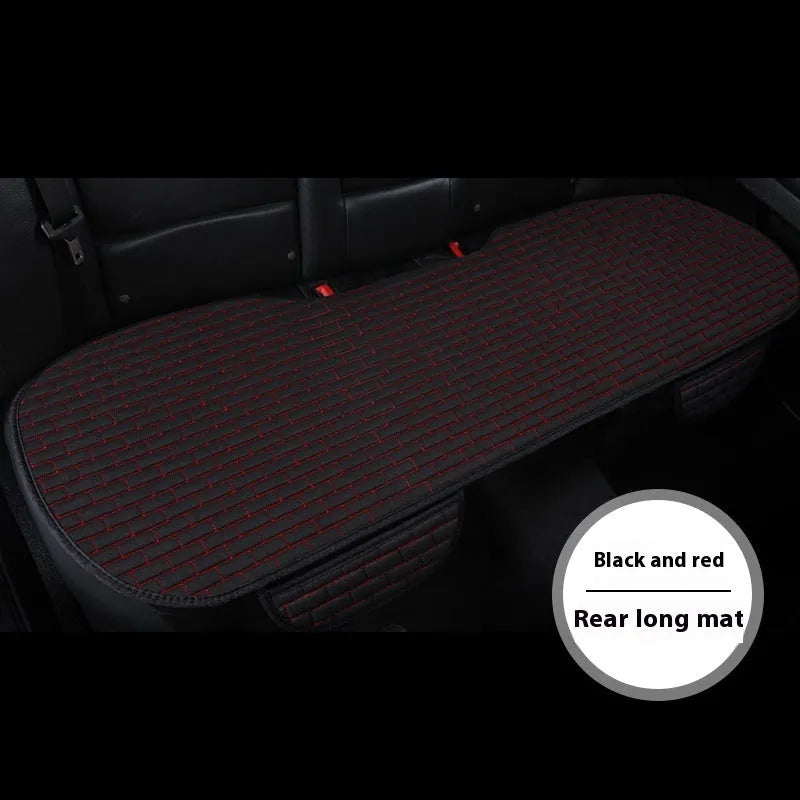 Linen car seat cushion three-piece ventilated seat protective pad with sponge filler in black, grey, brown or beige