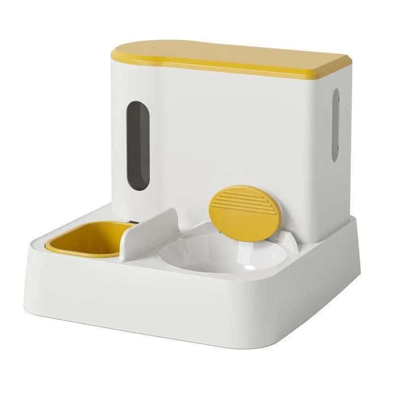 Automatic cat feeder and water dispenser station with double bowl design