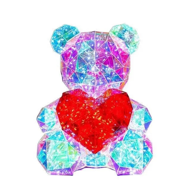 Creative glowing bear plastic gift with USB plug 30 cm red love colour