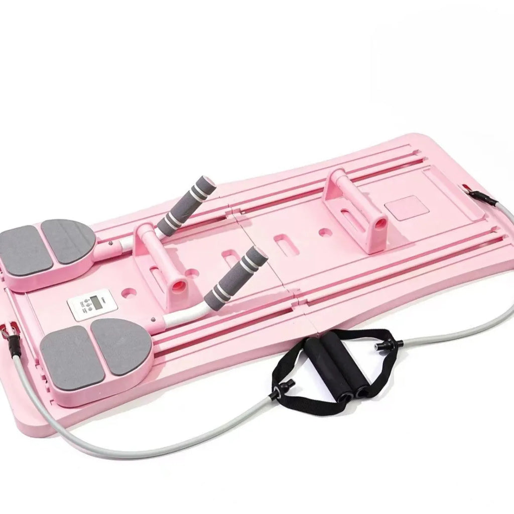 Portable foldable belly panel flat support trainer in purple, black, or pink for home fitness