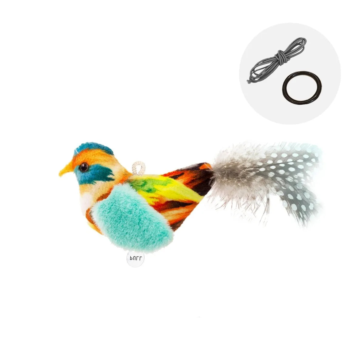 Plush bird simulation cat toy in colourful bird, sparrow, blue kingfisher, or yellow bird colour variants