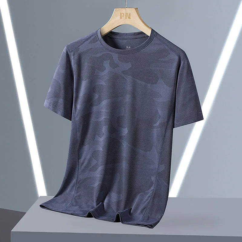 Men's camouflage print short sleeve summer top in nylon quick-dry fabric available in multiple colours