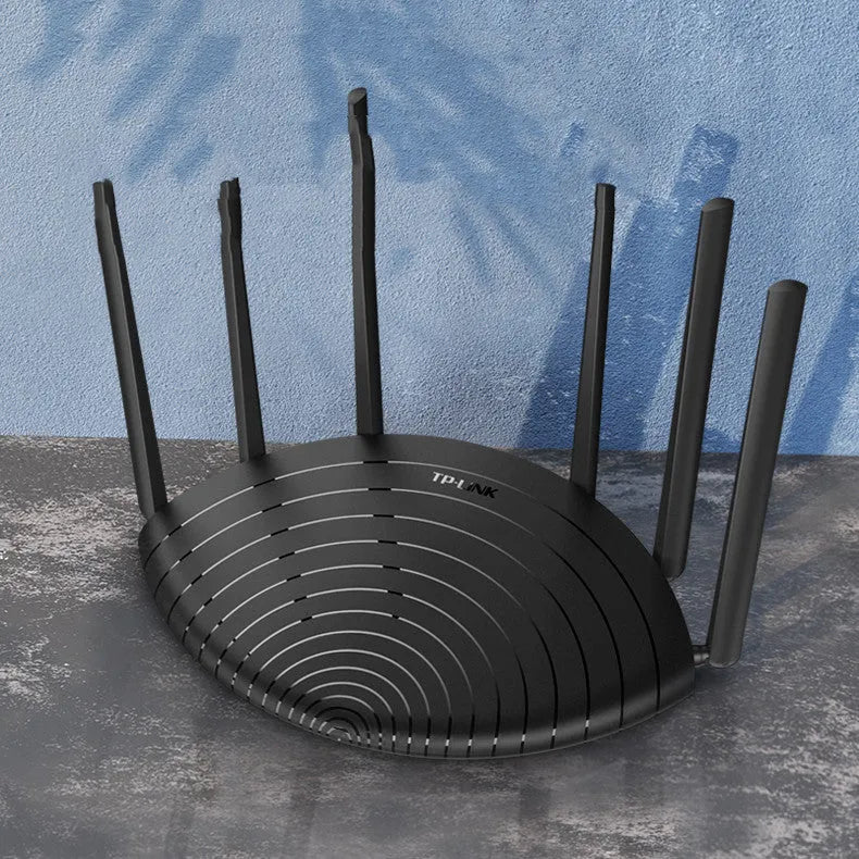 AC1900 Gigabit wireless router with compact black design showing easy-display interface