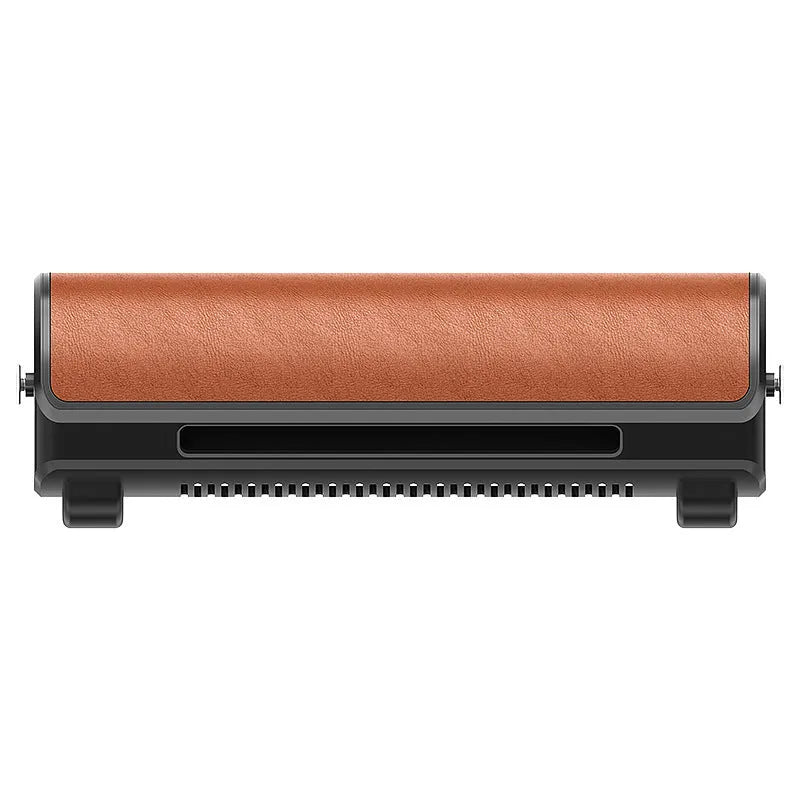 Bladeless car ventilation fan with USB connection and three speed settings in black, brown or red