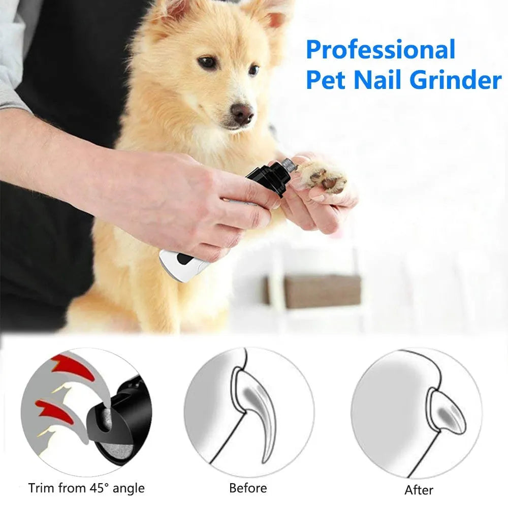 3-speed LED electric nail trimmer for dogs with dust collection compartment.