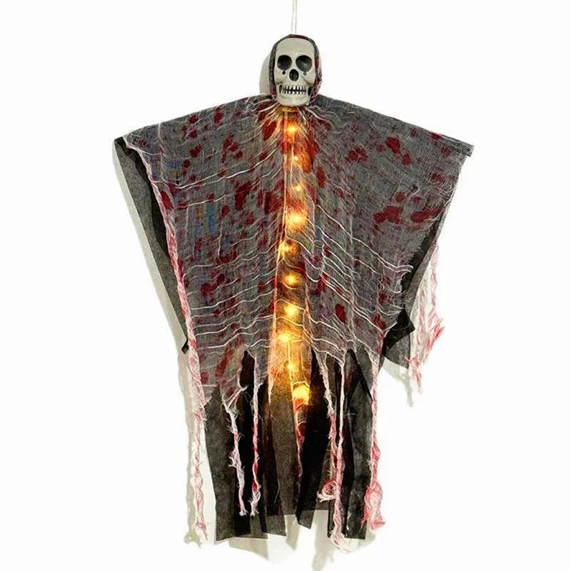 Blood-dyed luminous skull hanging ghost Halloween plastic decoration for outdoor display