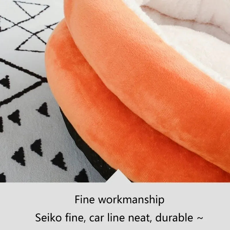 Plush dog bed mat in grey with non-skid bottom, size S 35x35x18cm, for small dogs and kittens