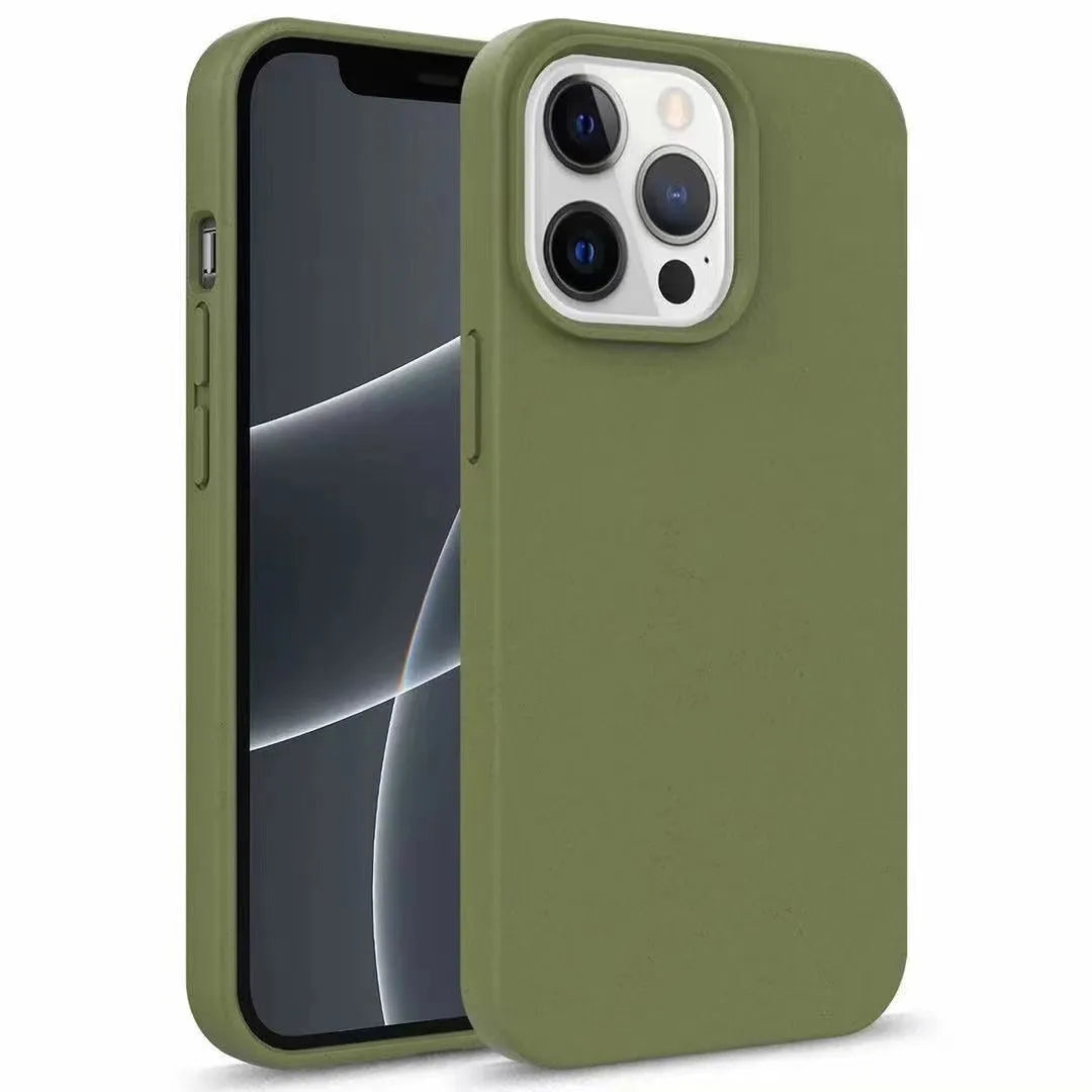 Compostable wheat straw phone case in solid colour back cover for iPhone Samsung Huawei
