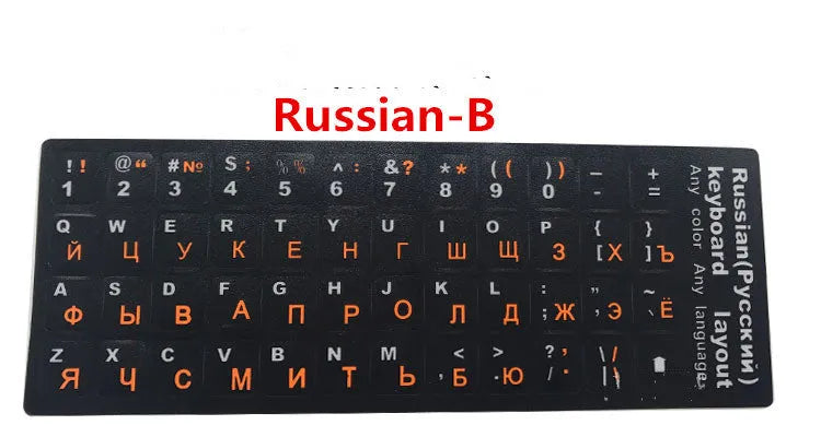 Russian keyboard film PVC cover 14 inch black with orange lettering for general laptop model