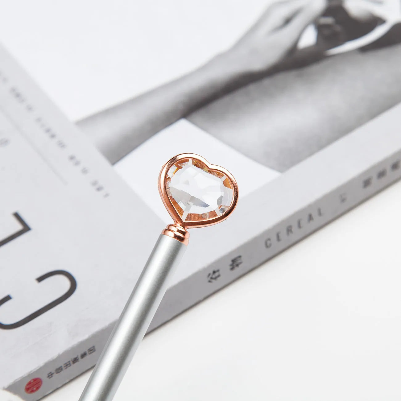 Creative crystal love ball metal pen in golden, rose gold, and silver colours