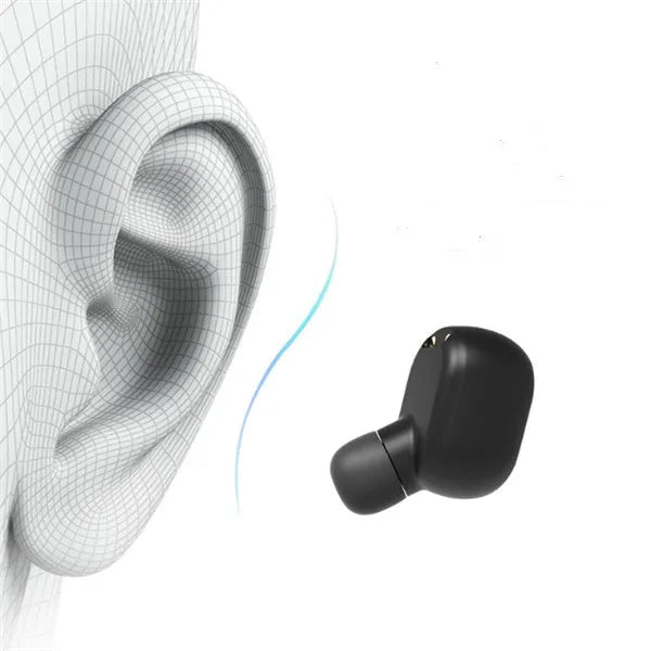 M1 wireless Bluetooth headset in black or white colours with bilateral earbud design