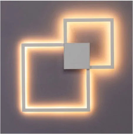 Geometric line LED wall lamp square 353mm iron acrylic white finish wall mounted