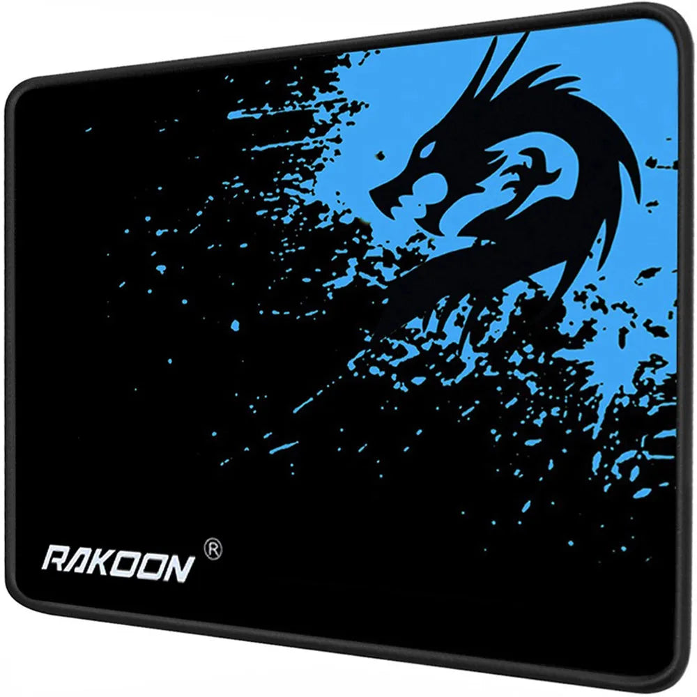 Non-slip mouse pad with textured surface and reinforced stitched edges on a desk