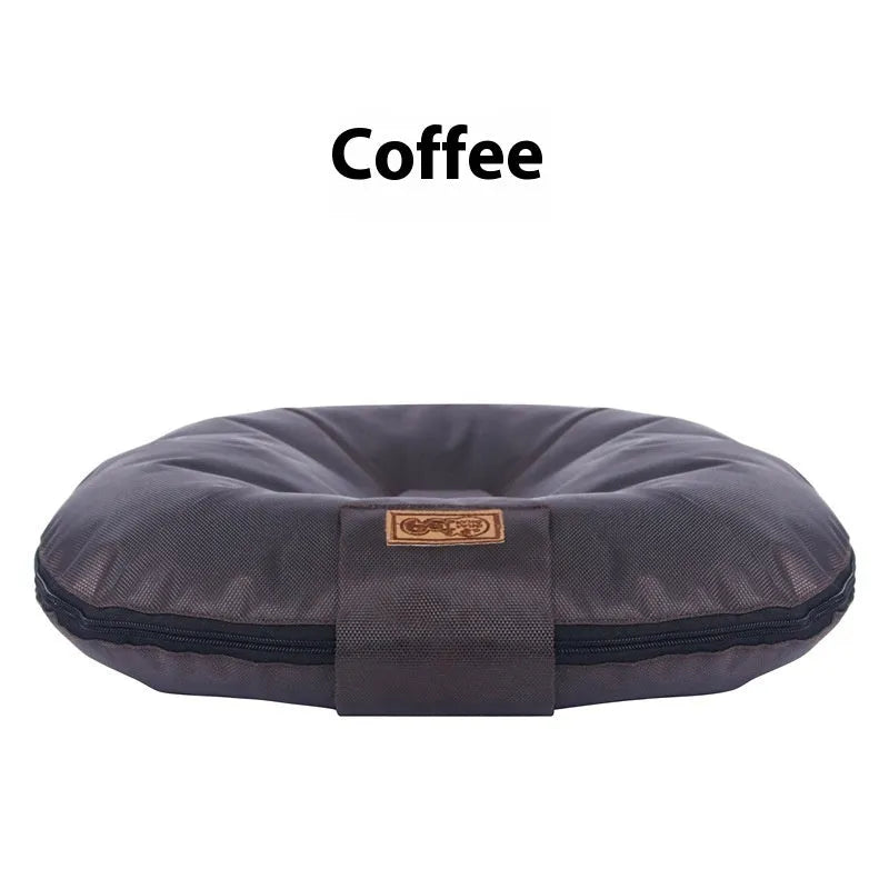 Small S size removable cover dog mattress in black, showing Oxford cloth fabric and PP cotton filling.