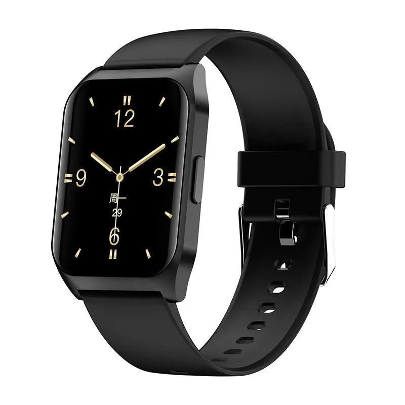 Smart watch with 1.69-inch touch screen displaying heart rate and Bluetooth call interface