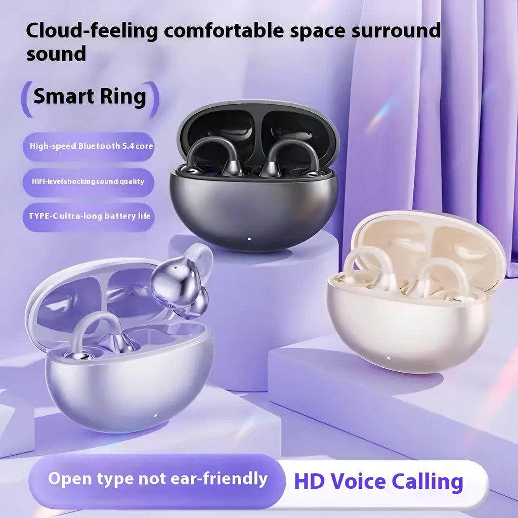 AI Smart Translation M91 clip-on wireless Bluetooth headset in dark gray on a white background