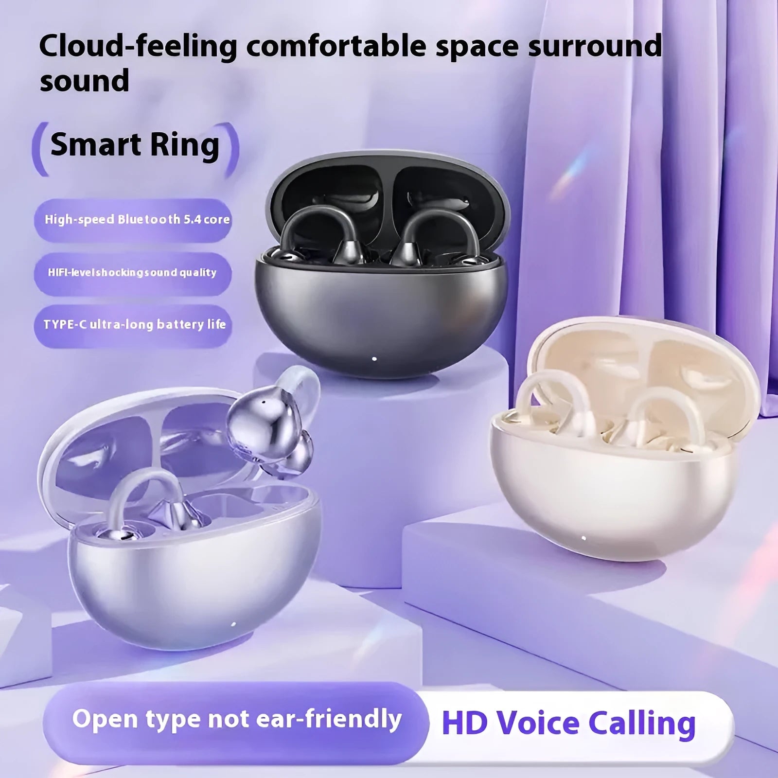 AI Smart Translation M91 clip-on wireless Bluetooth headset in dark gray on a white background