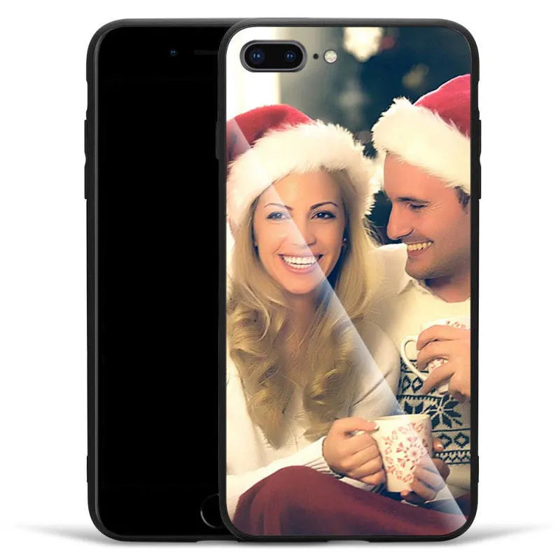 Custom patterned ultra-thin protective case for Apple iPhone models with raised camera and screen edges.