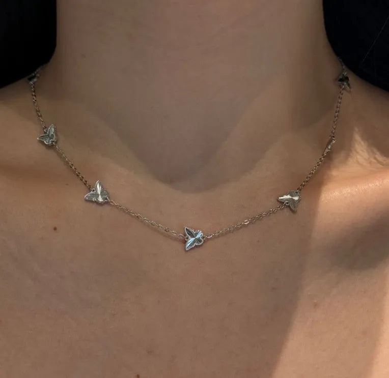 925 silver butterfly hollow necklace for women with electroplated platinum colour or gold finish