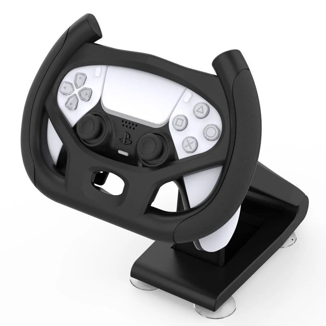 Black PS5 controller steering wheel bracket, ABS racing game accessory, 13.2 x 10.3 x 23.2cm, 375g