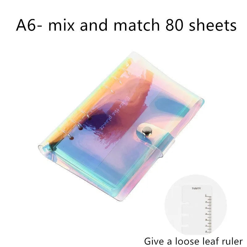 Hand account notebook stationery showing A5 and A6 sizes with loose leaf binding