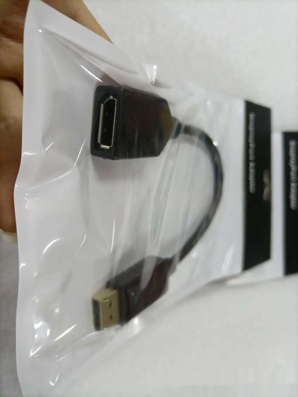 Black DisplayPort DP male to female extension cable adapter approximately 10cm long