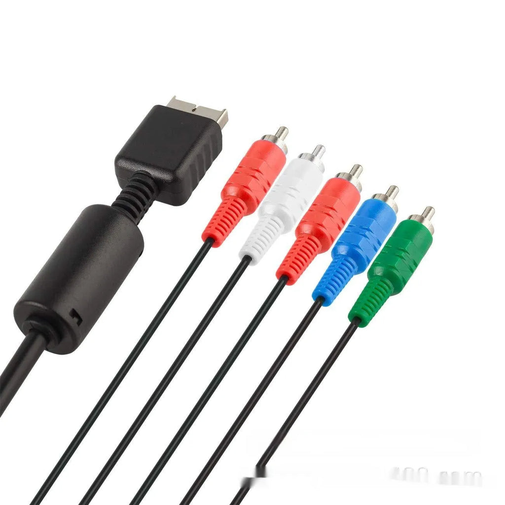 Black 1.8m component AV cable for PS2 PS3 with nickel-plated red green blue and audio connectors