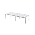 White telescopic plastic kitchen storage rack at adjustable height