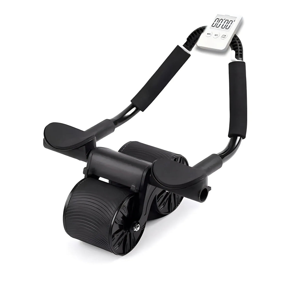 Four-wheel metal abdominal wheel with automatic rebound in black or starry blue for home fitness training