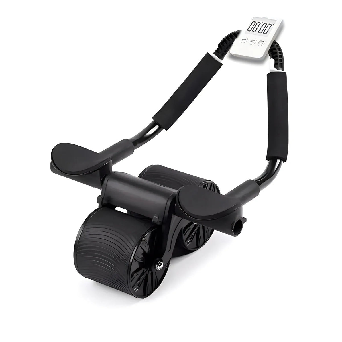Four-wheel metal abdominal wheel with automatic rebound in black or starry blue for home fitness training
