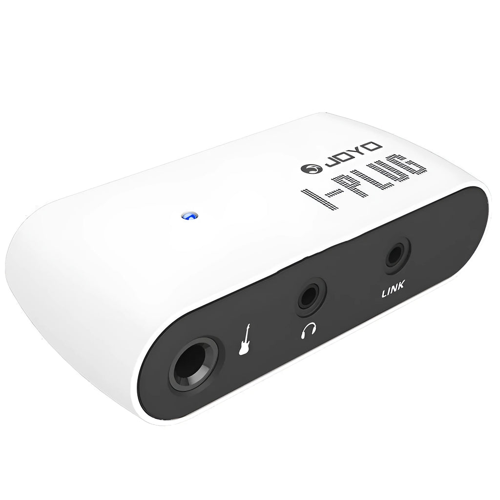White metal distortion headphone amplifier unit measuring 93mm with connector and adapter