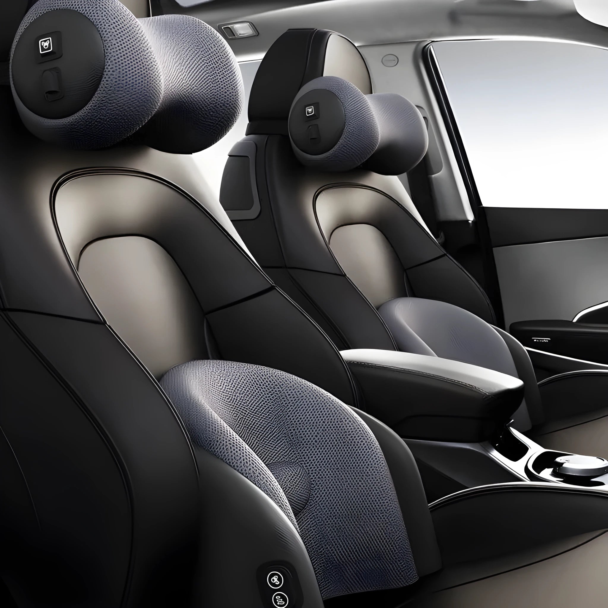 Car seat massage cushion with memory cotton construction in black, brown and grey colour options