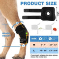 Black polyester dog leg guard for joint support and ACL ligament tear rehabilitation