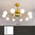 Black and gold ceiling fan lamp chandelier with acrylic shade and metal blades