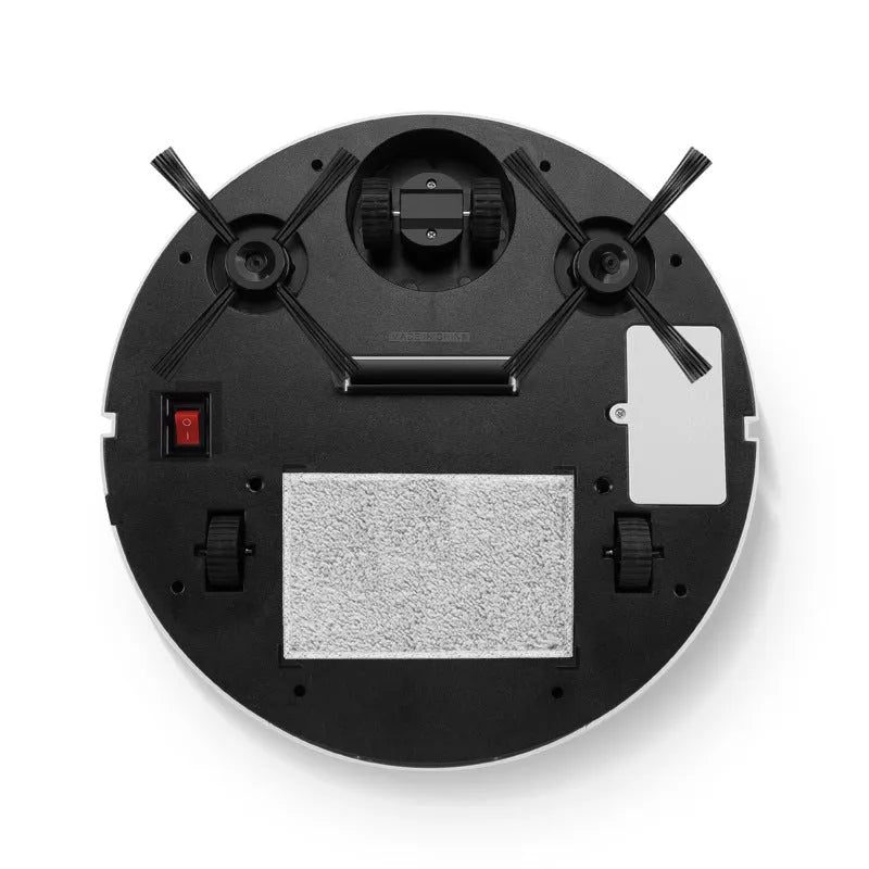 Low-profile automatic sweeping robot on a hard floor.