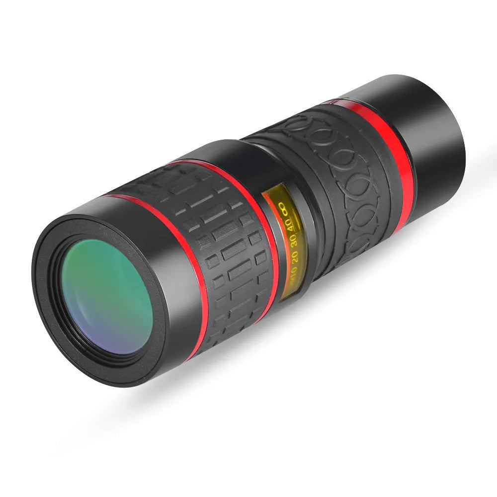 20x cell phone telescope with plastic body, optical glass lenses, and universal clip for mobile phones