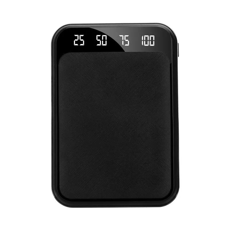 10000mAh power bank with LCD display, 93 × 63 × 23mm, in black, white, pink or blue