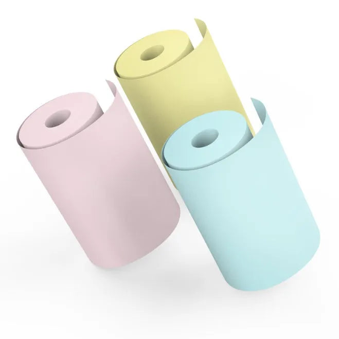 Mini Bluetooth thermal printer in white, pink or blue, 79x42x79mm, for phone photos and labels
