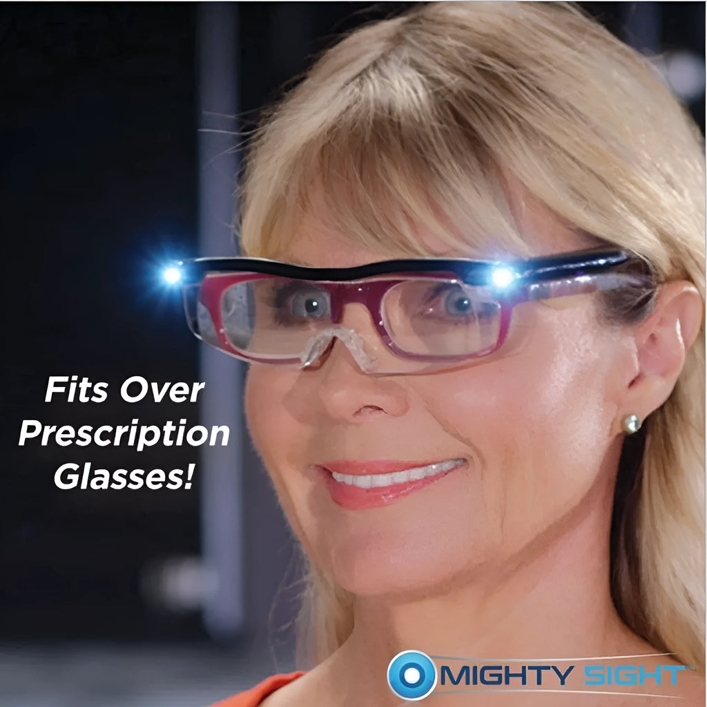 Transparent black USB LED reading glasses with integrated lighting and ABS frames