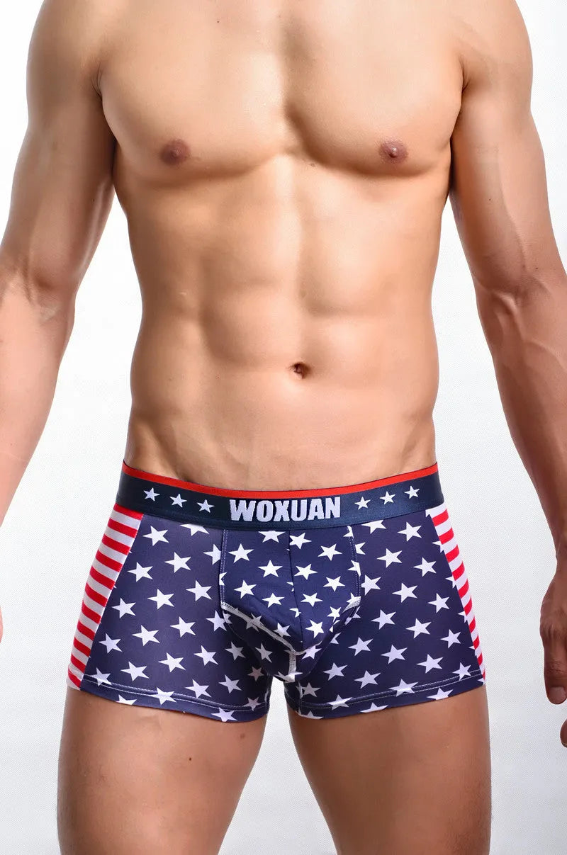 American flag printed ribbed boxers for men in red colour