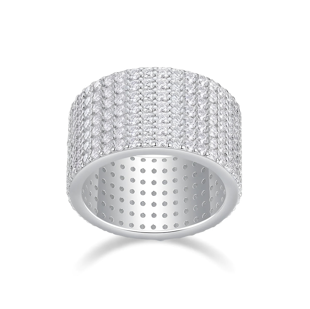 Starry River wedding ring set with moissanite stones in platinum-plated S925 silver, gift box, and GRA certificate