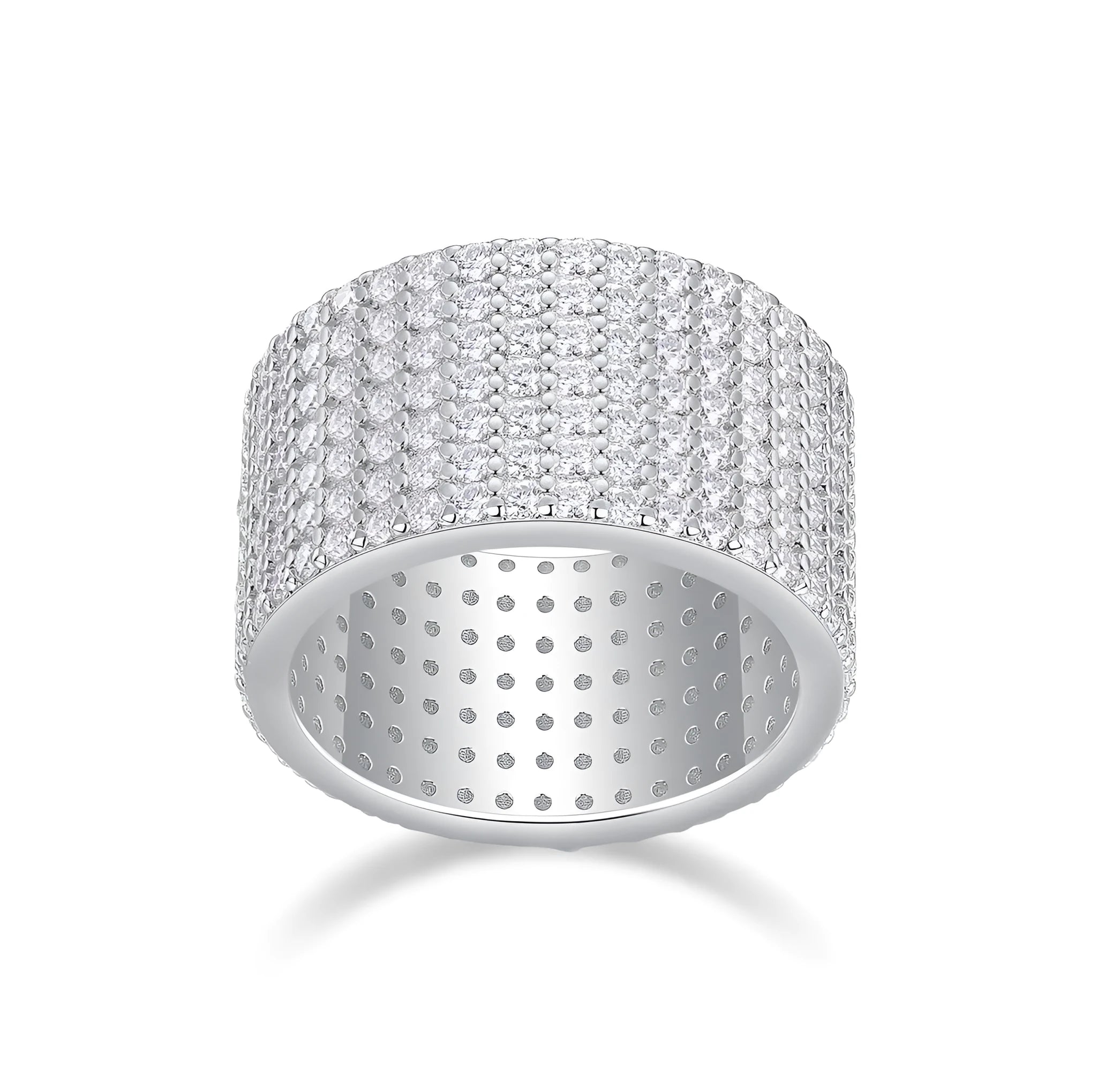 Starry River wedding ring set with moissanite stones in platinum-plated S925 silver, gift box, and GRA certificate