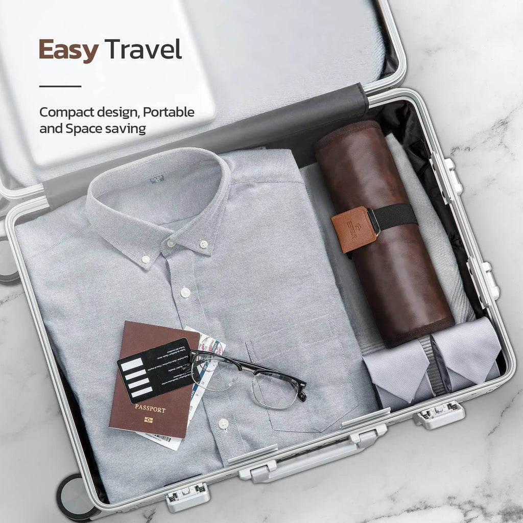 Men's black portable reel wash bag with buggy design and PU material