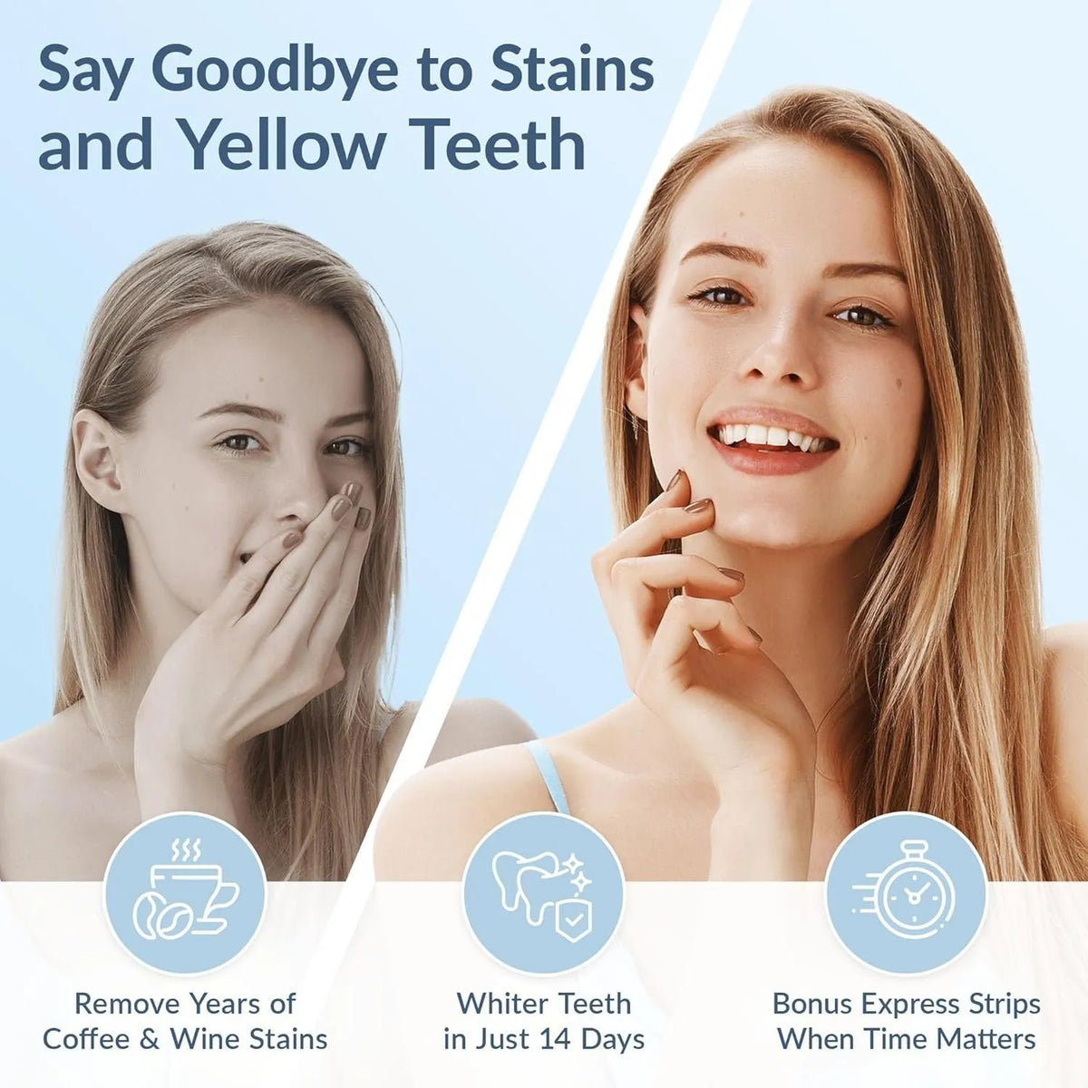 Teeth whitening strips convenient easy home kit for stain removal enamel safe 14 pairs