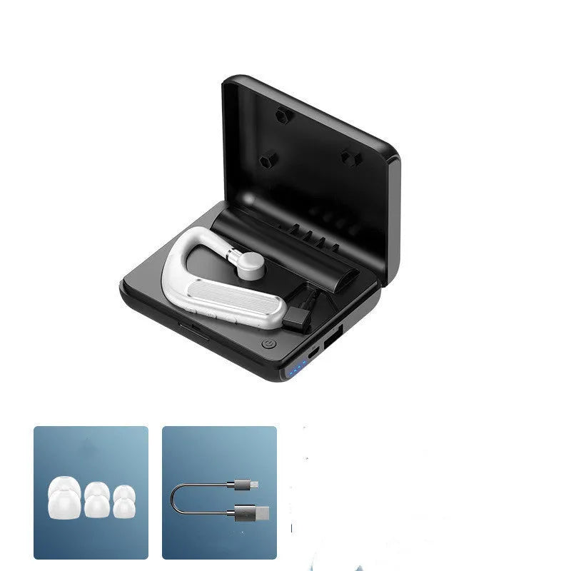 Neckband Bluetooth earphones with multiple ear tips in black, white and blue colours