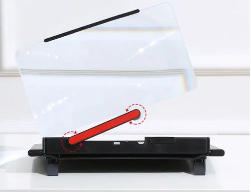 12-inch black pull-out screen amplifier showing horizontal and vertical positions with magnification lens