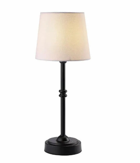 National cloth cover LED copper wall lamp in black finish with white fabric lampshade mounted on wall