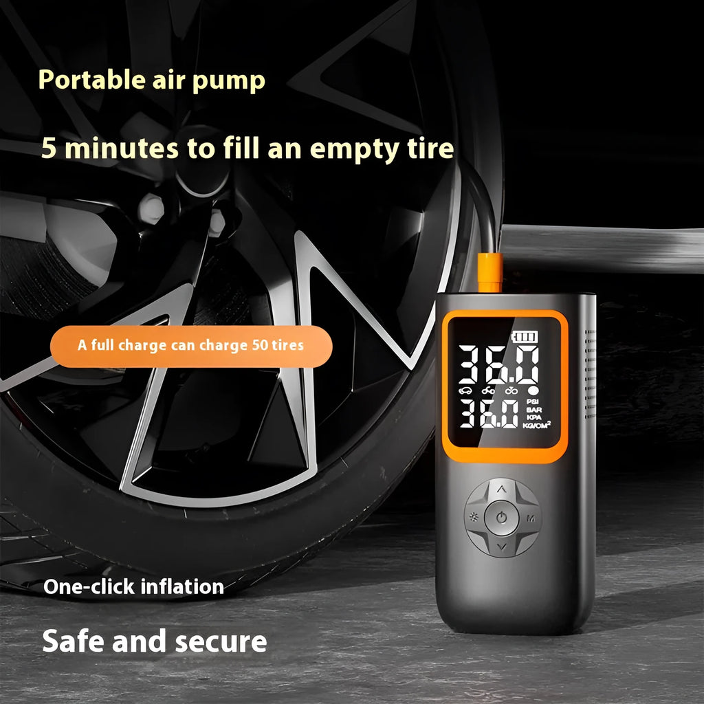 Wireless car handheld inflator pump with dual digital display and USB Type-C charging