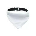 White blank polyester dog scarf showing four size options for thermal transfer personalisation