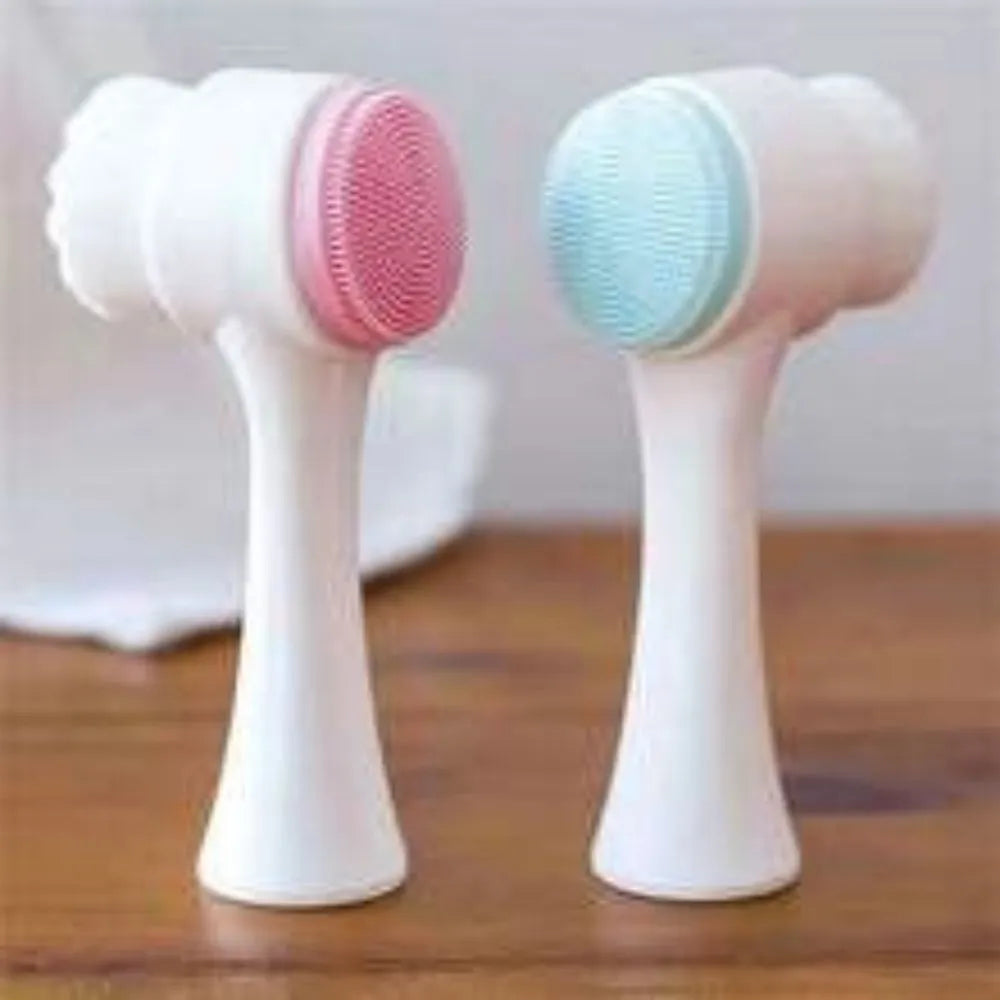 Blue nylon pet paw brush with silicone finger sleeves for dog and cat grooming.